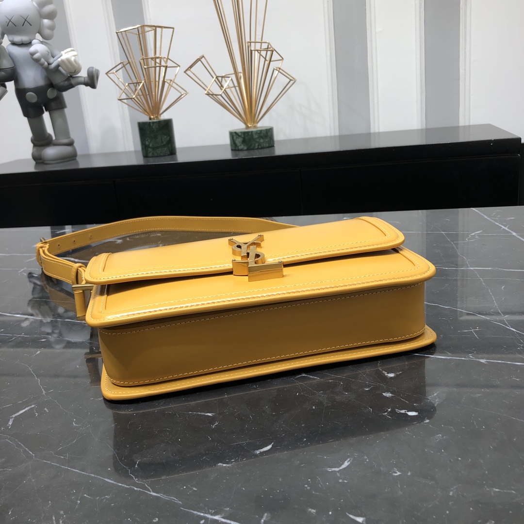 Saint Laurent Solferino Box Medium Calfskin Handbag Shoulder Bag Yellow 634305 